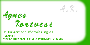 agnes kortvesi business card